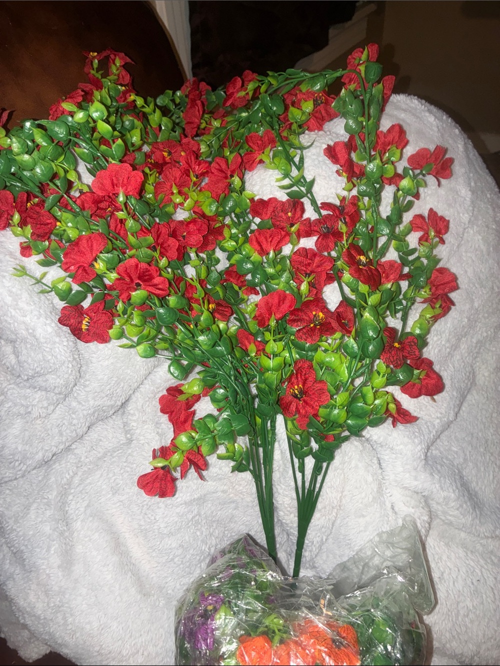 Red Artificial Flower Spray Bouquet - Unbranded Home Accent